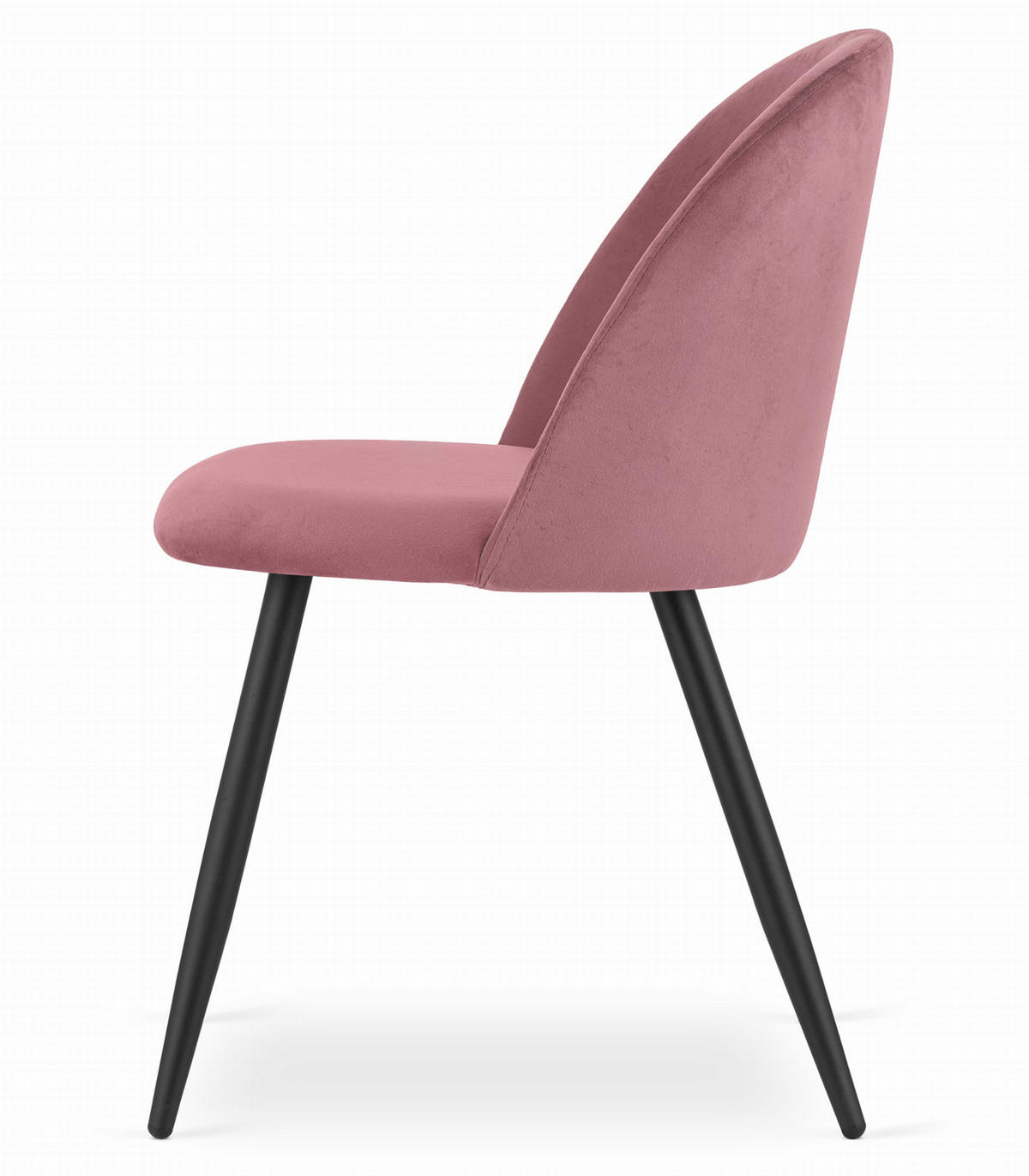 ESSZIMMERSTUHL 3-er Set BELLO dunkelrosa Sitz, schwarze Beine - Dunkelrosa/Schwarz, Textil (46/76.5/42.5cm) - Valora