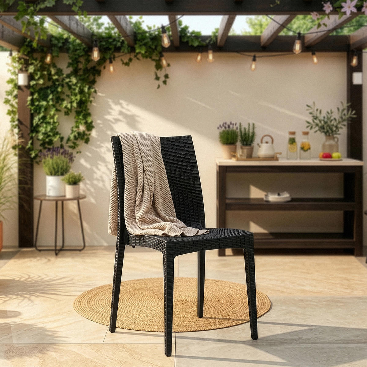 GARTENSTUHL ETULI 2-tlg, Anthrazit - Anthrazit, Kunststoff (48/88/50cm) - KONSIMO®