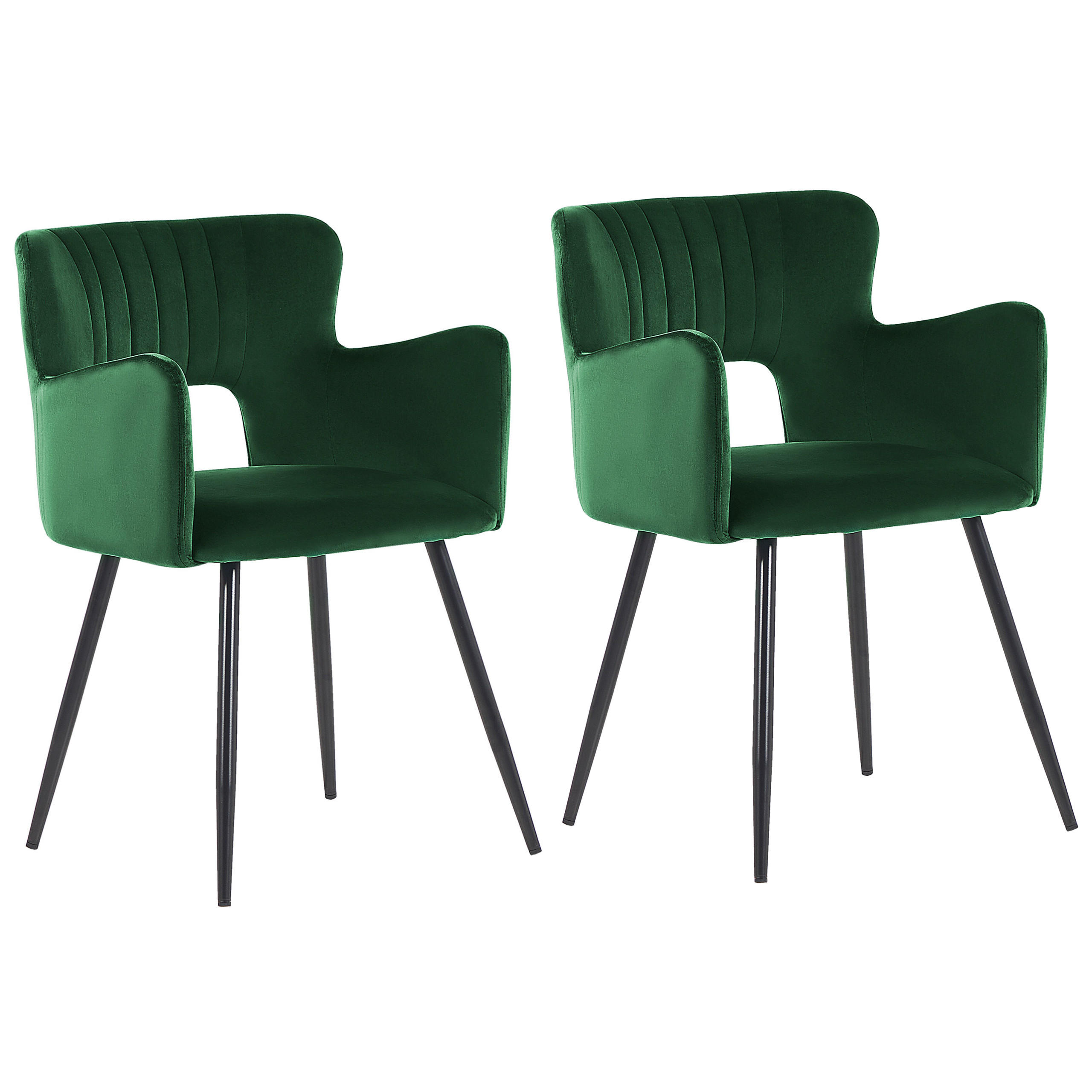 ESSZIMMERSTUHL 2er-Set Samtstoff Grün Sanilac - Smaragdgrün, Textil/Metall (52/75/44cm) - Beliani
