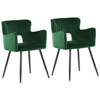 ESSZIMMERSTUHL 2er-Set Samtstoff Grün Sanilac - Smaragdgrün, Textil/Metall (52/75/44cm) - Beliani