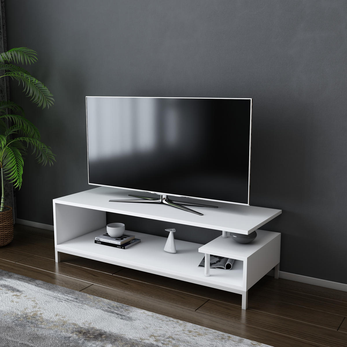 TV-LOWBOARD Reilly Weiß - Weiß, Holzwerkstoff (120/38/45cm) - Decorotika