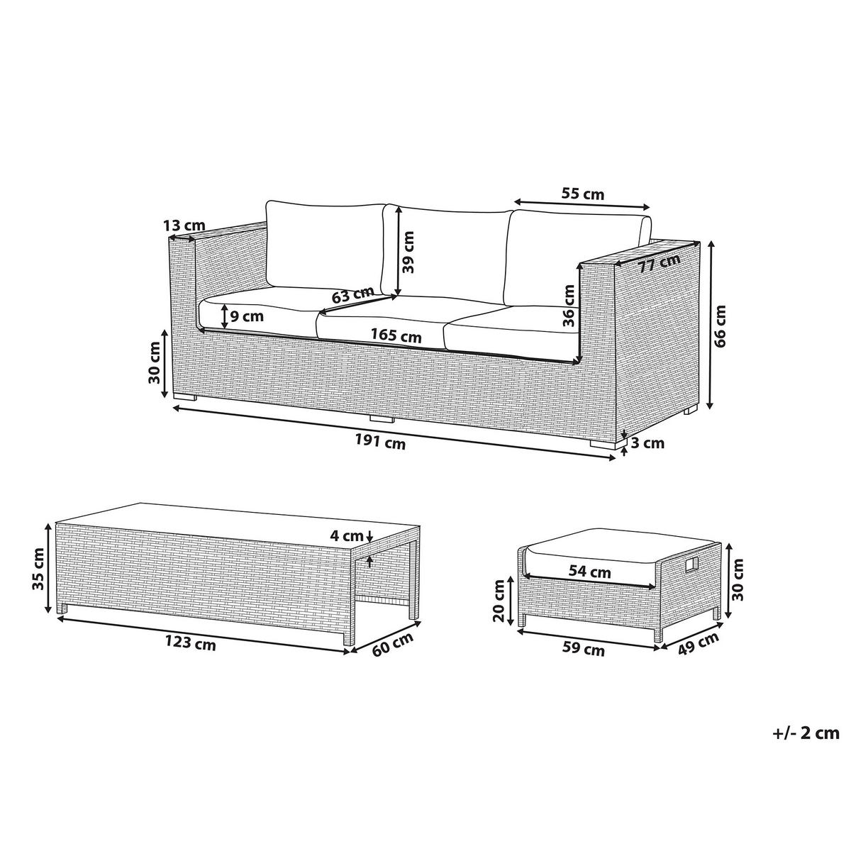 LOUNGE-SET 5-Sitzer Braun Belluno - Braun, Kunststoff - Beliani