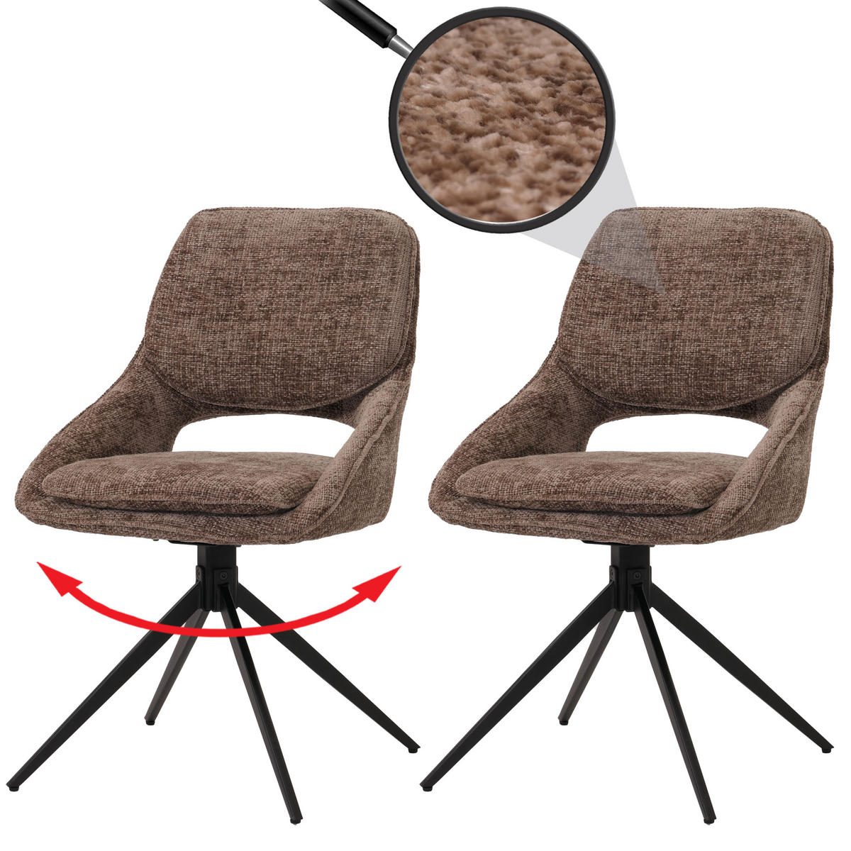 ESSZIMMERSTUHL Braun 2er-Set - Braun, Textil (55/87/55cm) - MCW