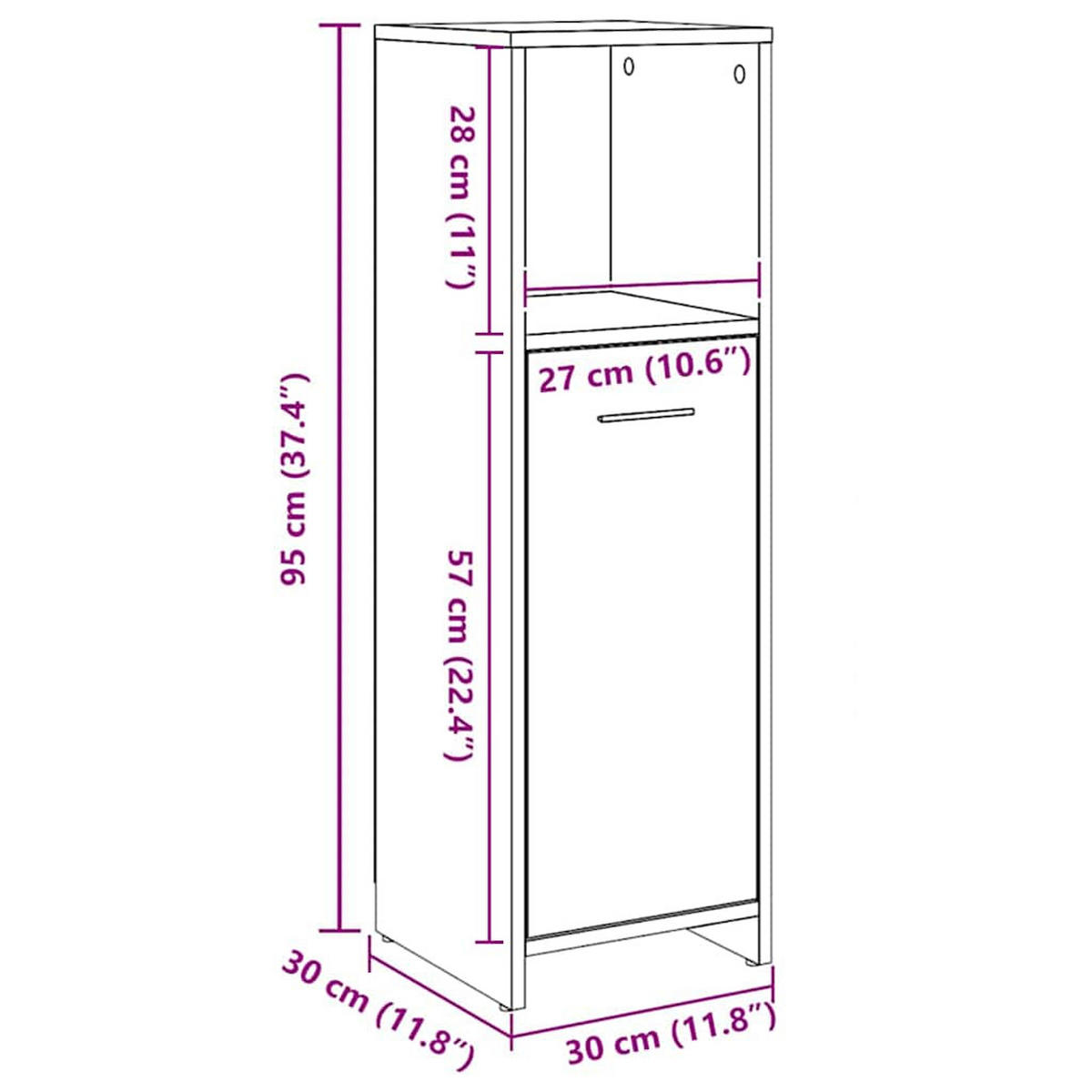 BADSCHRANK Artisan-Eiche 30/30/95 Cm Holzwerkstoff - Braun, Holzwerkstoff (30/95/30cm) - vidaXL
