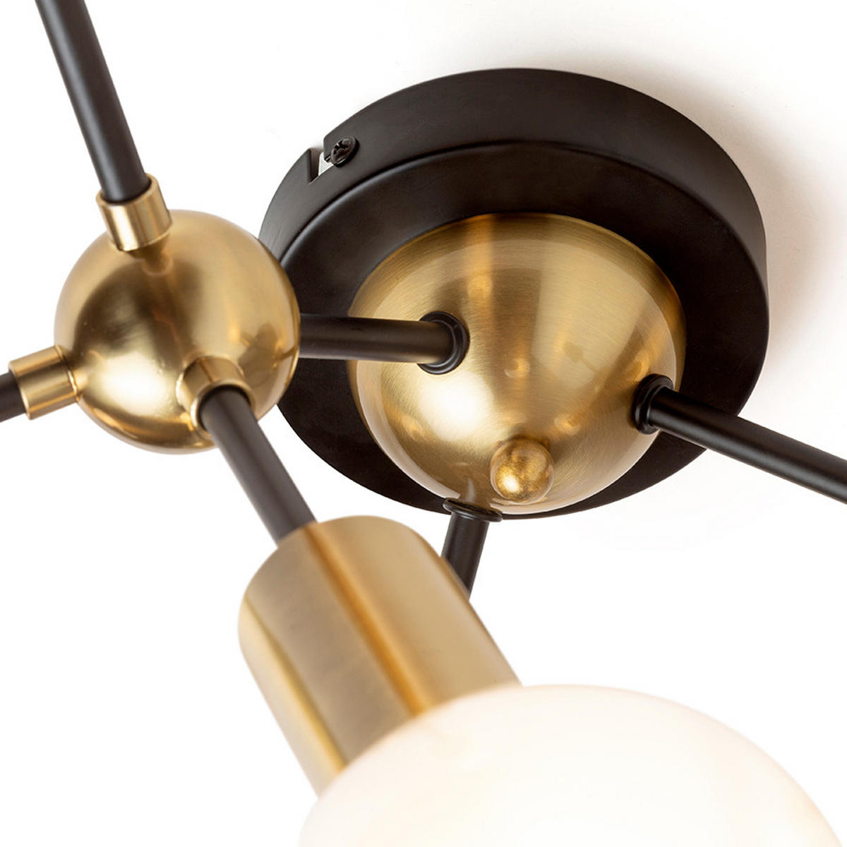 DECKENLEUCHTE ARTEMIA 9 schwarz Gebürstes Messing 135 W - Schwarz, Metall (56/52/30cm)