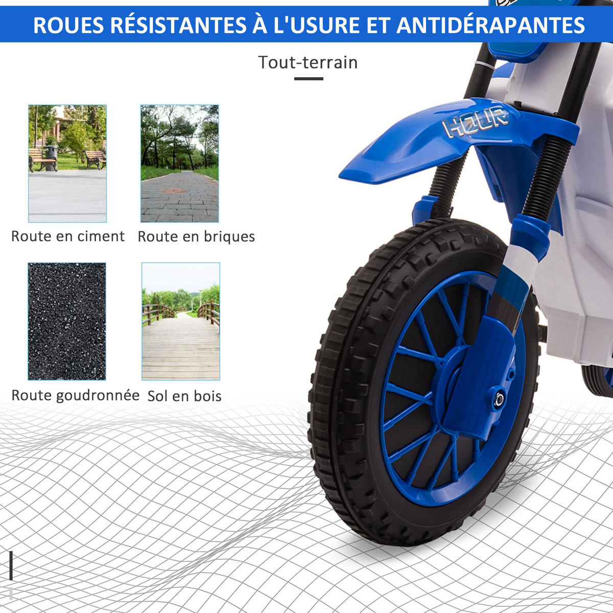 ELEKTRO-MOTORRAD DE-12995 abnehmbare Stützräder Blau - Blau, Kunststoff (106.5/51.5/68cm) - ComfortXL