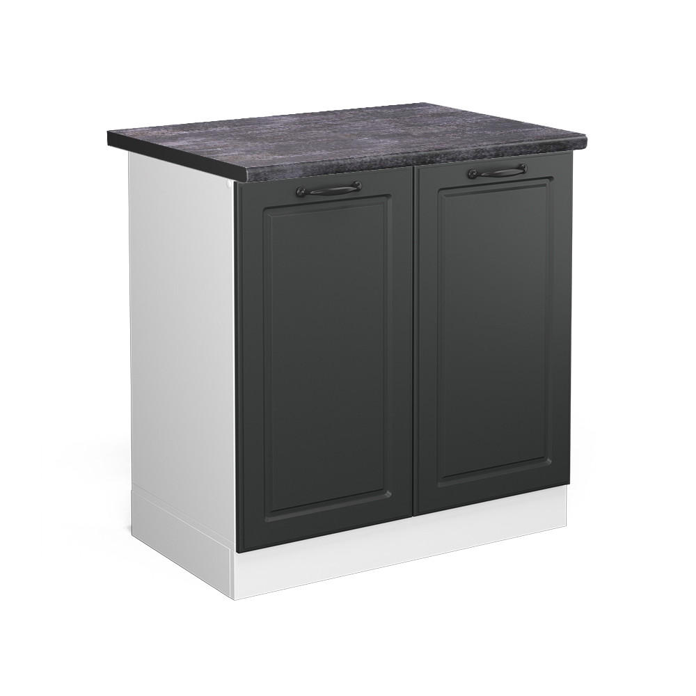 SPÜLENUNTERSCHRANK R-Line Anthrazit Landhaus 80 cm, AP Anthrazit - Anthrazit/Weiß, Holzwerkstoff (80/81.6/60cm) - Vicco