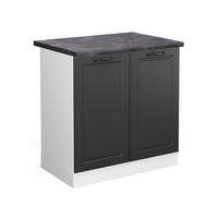 SPÜLENUNTERSCHRANK R-Line Anthrazit Landhaus 80 cm, AP Anthrazit - Anthrazit/Weiß, Holzwerkstoff (80/81.6/60cm) - Vicco
