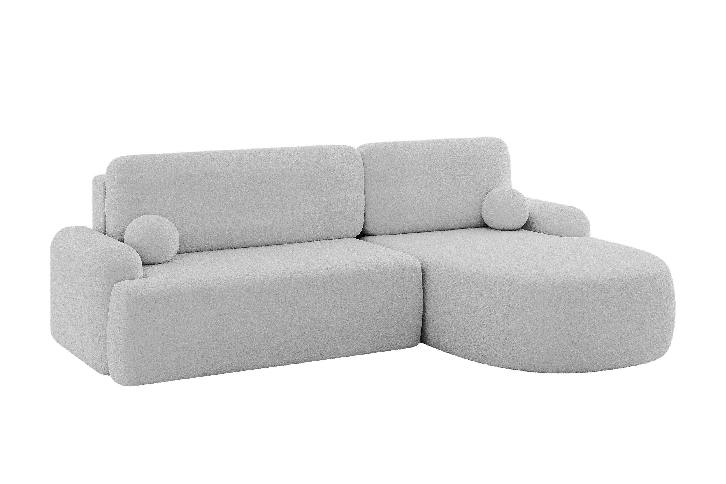 ECKSOFA mit Schlaffunktion und Bettkasten LIRA-L - 264x172x89 Hellgrau - Hellgrau, Holzwerkstoff/Textil (172/264cm) - ALTDECOR