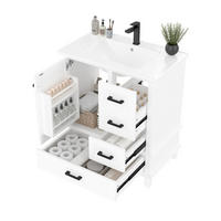 WASCHTISCHKOMBI 76/46/83,5 cm Weiß aus MDF und Keramik mit integriertem Keramikbecken - Weiß, Holzwerkstoff (76/83.5/46cm) - OKMYHOME