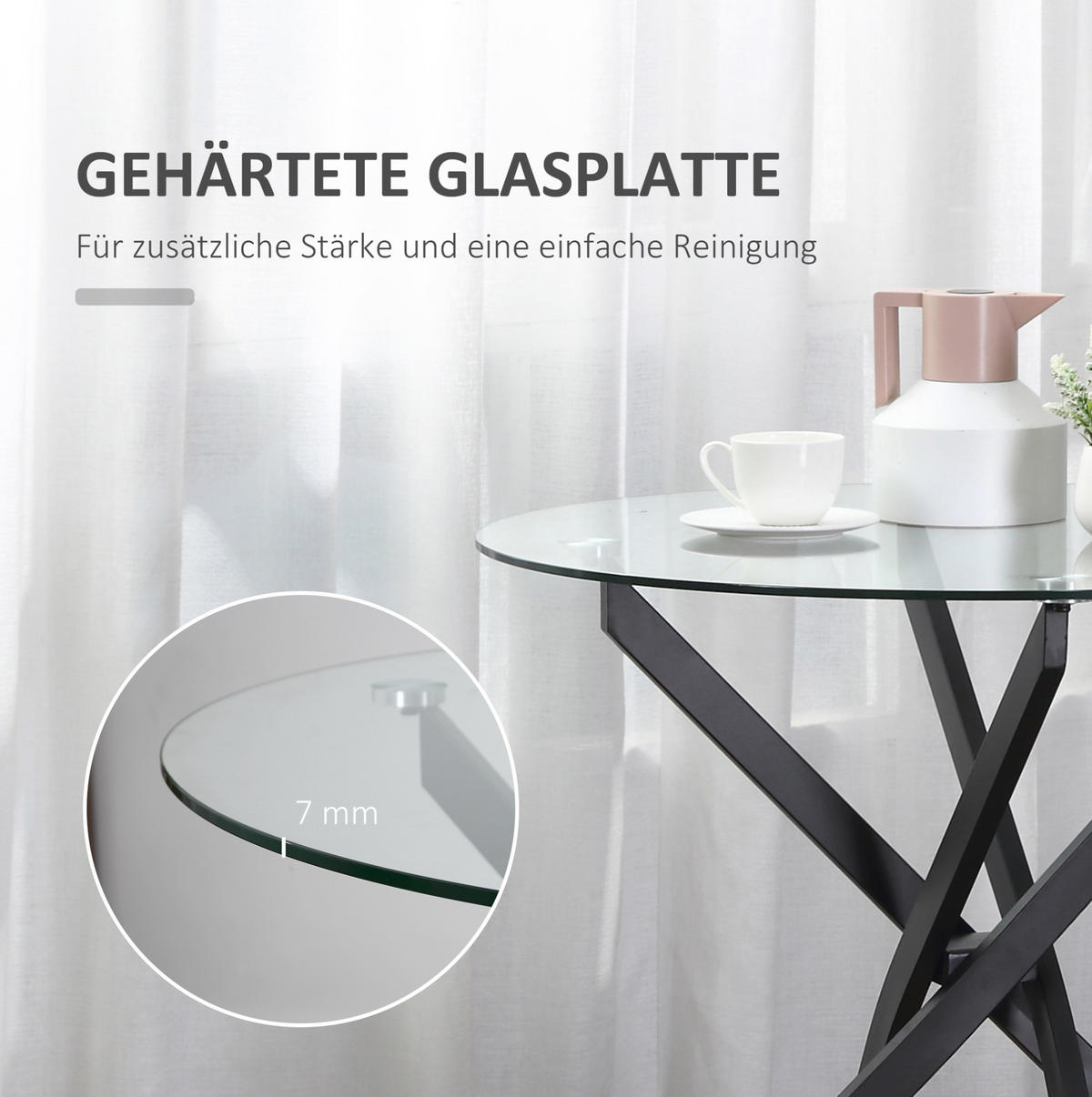 JÍDELNÍ stůl 80/80/75 cm černý z oceli se skleněnou deskou - černá, kov (80/80/75cm) - OKWISH