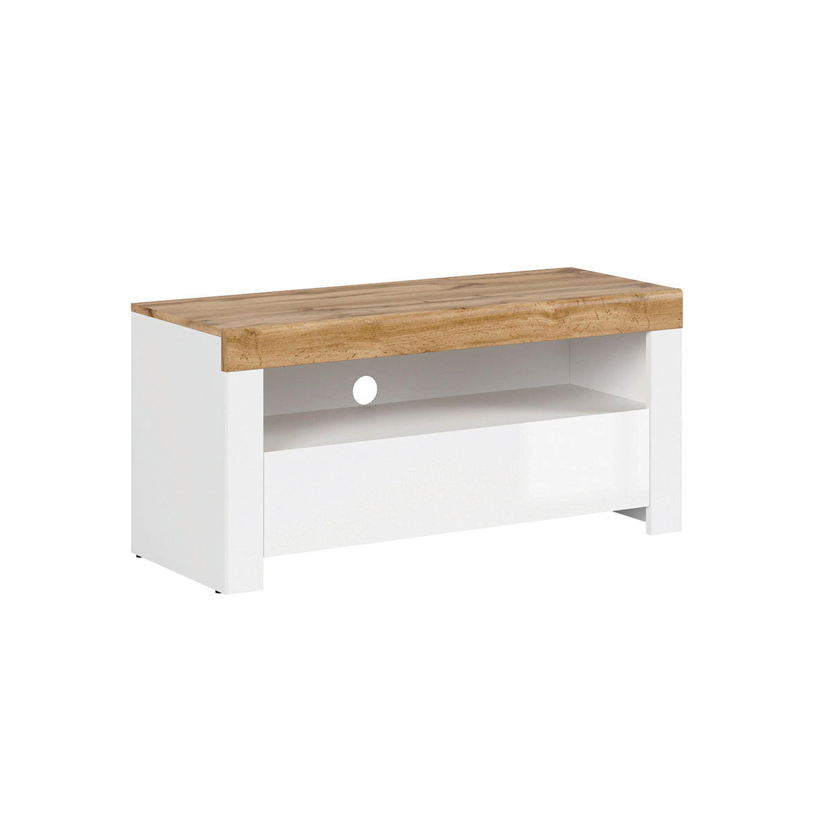 TV-MÖBEL Hella Weiß und Holz - Weiß, Holzwerkstoff (106/50/42cm) - Petits-meubles