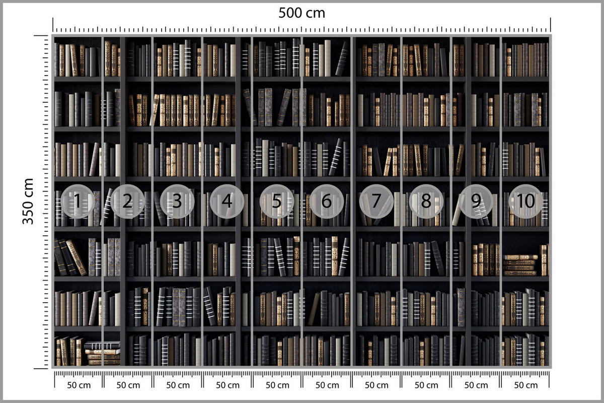 FOTOTAPETE für Büro Bücherregale Bibliothek Literatur 500x350 - Beige/Creme, Papier (500/350cm) - Muralo