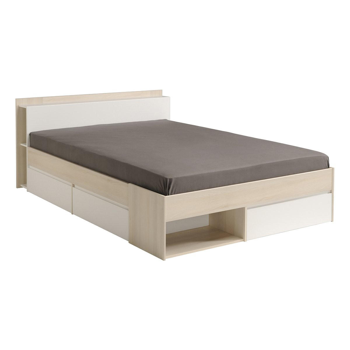 BETT mit 3 Aufbewahrungsschubladen - 140x190/200cm - Most - Apfelbaumfarben, Holzwerkstoff (140/200cm) - Calicosy