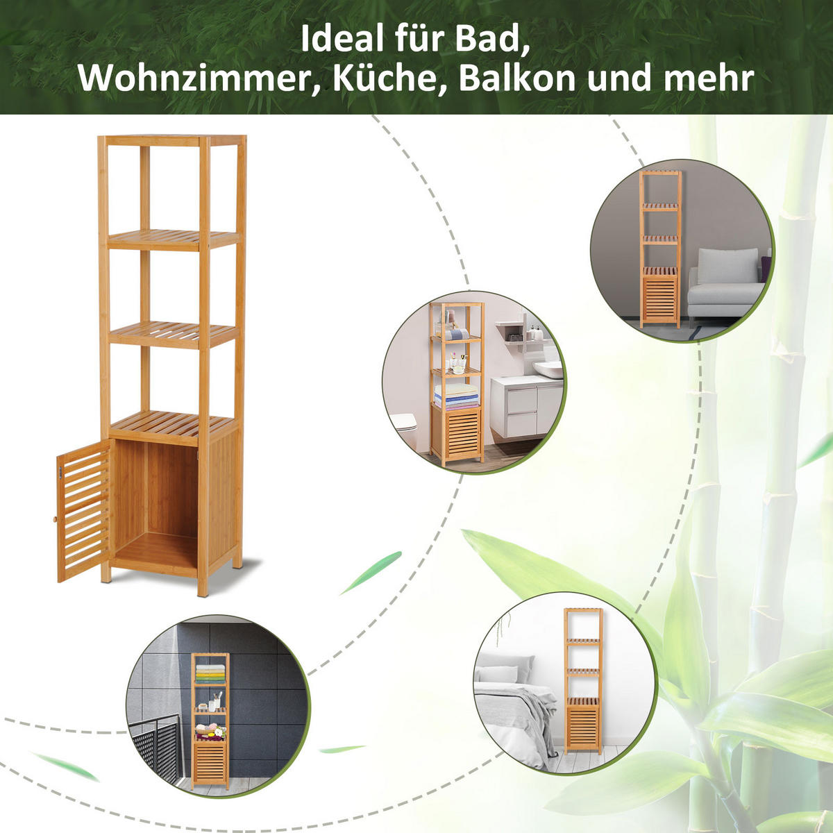 BADSCHRANK - Naturfarben, Holzwerkstoff (33/140/36cm) - HOMCOM