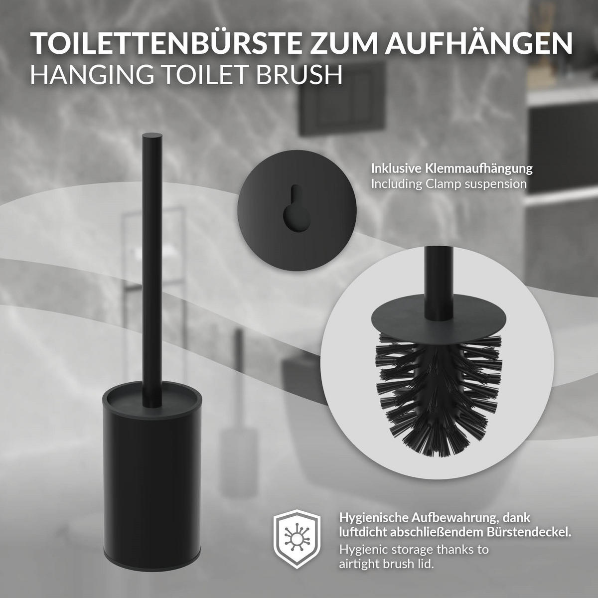 ZAPUŠTĚNÝ skříňkový modul WC z nerezové oceli, černý matný, 60 x 20 x 14 cm - černá, kov (14/60/20cm) - LuxeBath