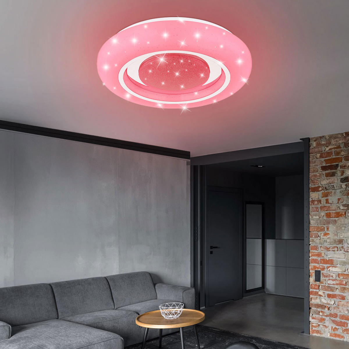 LED DECKENLEUCHTE Kristall Weiß Opal - Weiß, Metall (39/39/8cm) - Globo Lighting