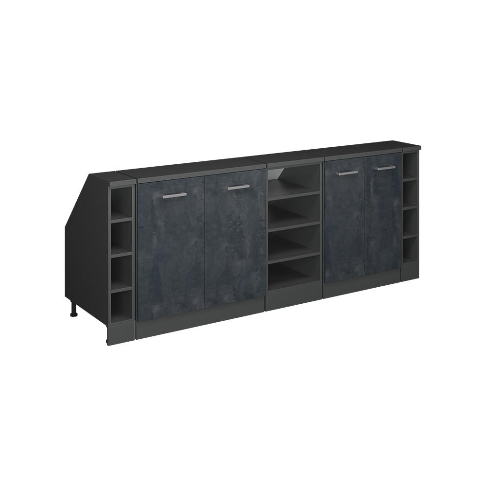 DACHSCHRÄGENSCHRANK-SET Rion Schwarz Beton 210 cm 5er Set Schrankkorpuss 60 cm Tiefe - Anthrazit/Schwarz, Holzwerkstoff (210/83.8/60cm) - Vicco