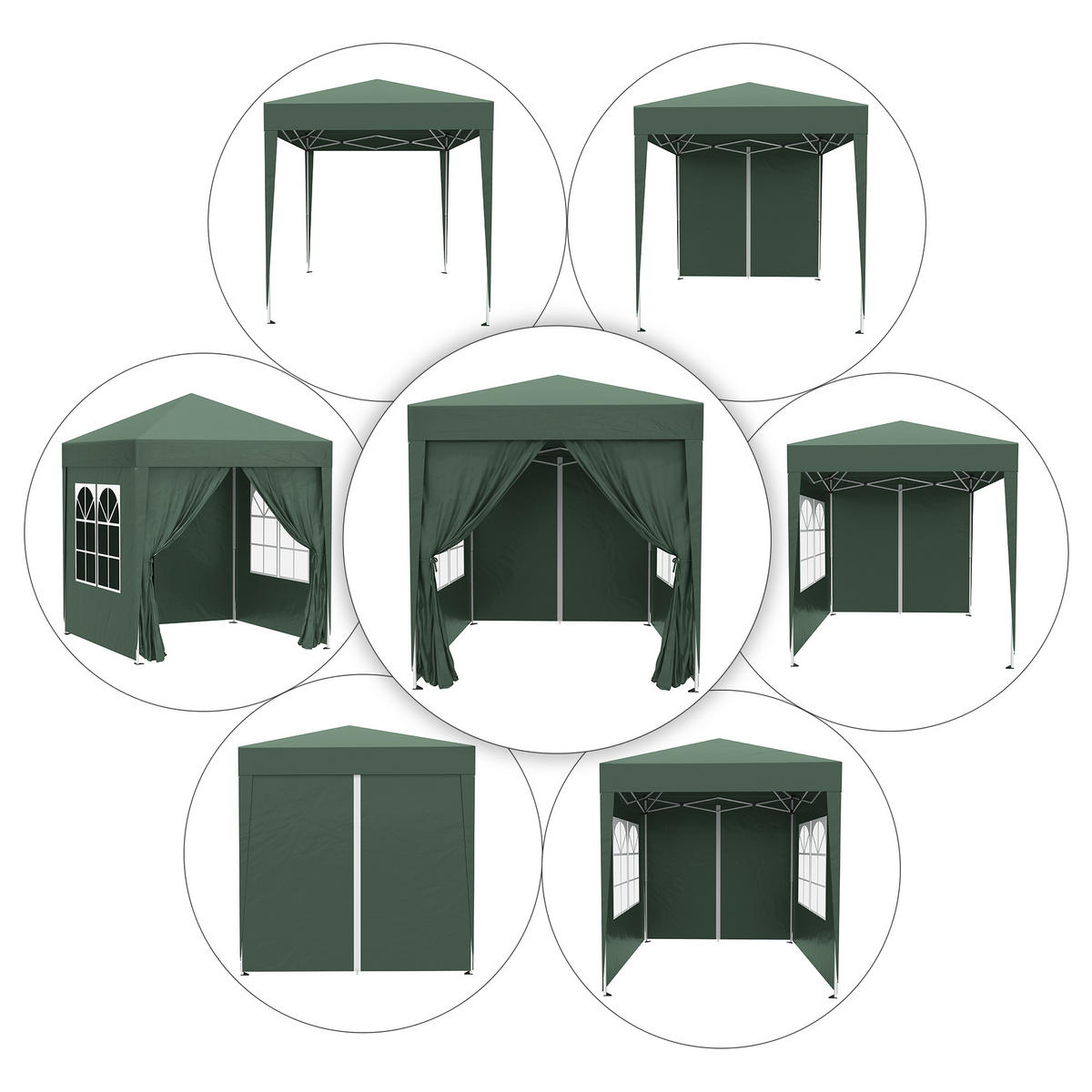 FALTPAVILLON, Braun, Stahl, Oxford-Stoff - Dunkelgrün, Metall (200/240/200cm) - Outsunny