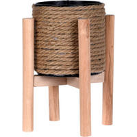BLUMENTOPF Jute mit Ständer Ø 12,5 cm - Beige, Metall (12.5/12.5cm) - Home Styling Collection