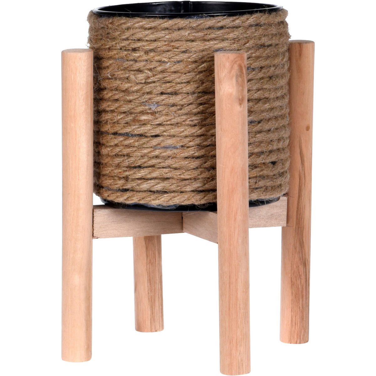 BLUMENTOPF Jute mit Ständer Ø 12,5 cm - Beige, Metall (12.5/12.5cm) - Home Styling Collection