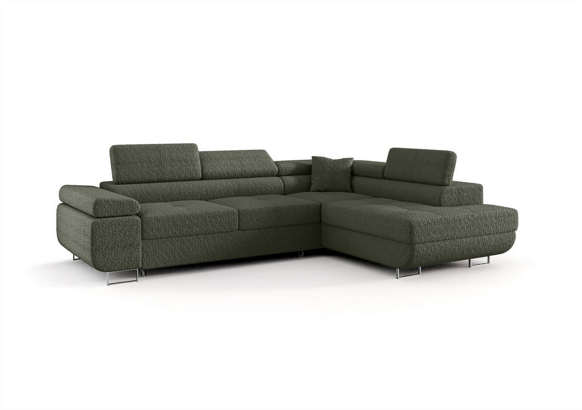 ECKSOFA Monaro Mit Schlaffunktion - Grün, Holzwerkstoff/Textil (275/202cm) - Fun Möbel