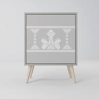 SIDEBOARD THAI GRAY, Grau, 57,5x42x77,5 cm, Schräge Buchenholzfüße - Buchefarben/Multicolor, Holzwerkstoff/Buchenholz (57.5/77.5/42cm) - SpaceRebels