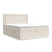 BOXBETT Tribeca Beige 200/200 cm mit Bonellmatratze und Topper - Beige/Schwarz, Holz/Holzwerkstoff (200/200cm) - Maison de Reve