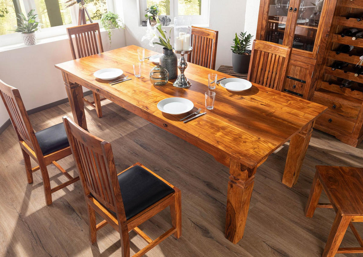 ESSTISCH Akazie 200x100x76 honig lackiert OXFORD #0606 - Braun, Holz (200/100/76cm) - Massivmoebel24