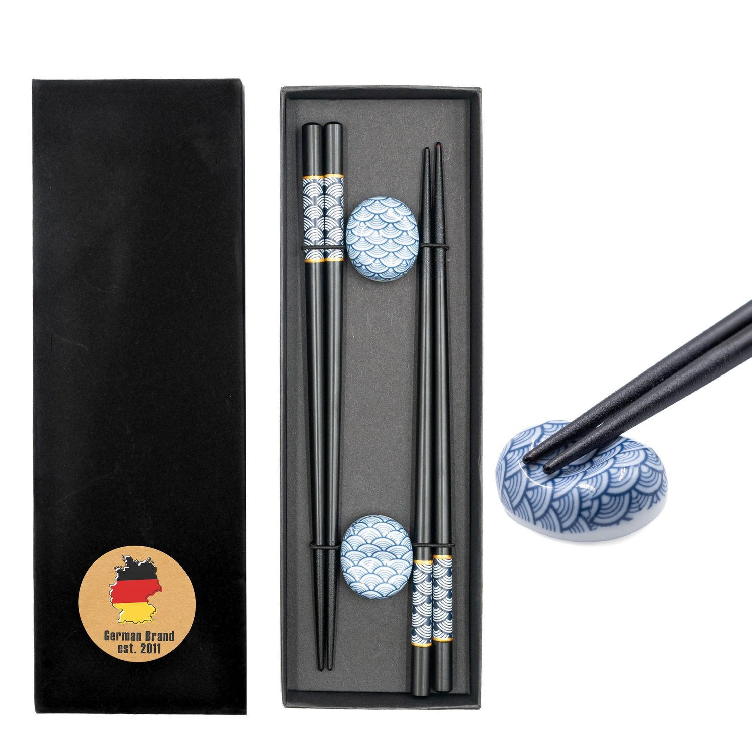 ESSSTÄBCHEN SET - Schwarz, Holz (8.5/2.2/25.8cm) - Intirilife