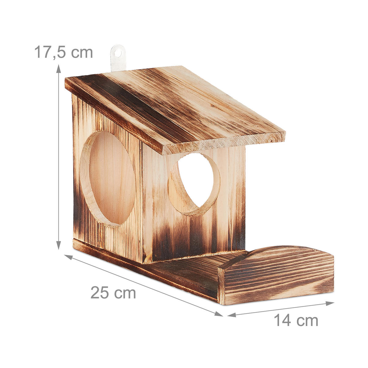 EICHHÖRNCHEN Futterhaus - Braun, Holz (12/17.5/25cm) - Relaxdays