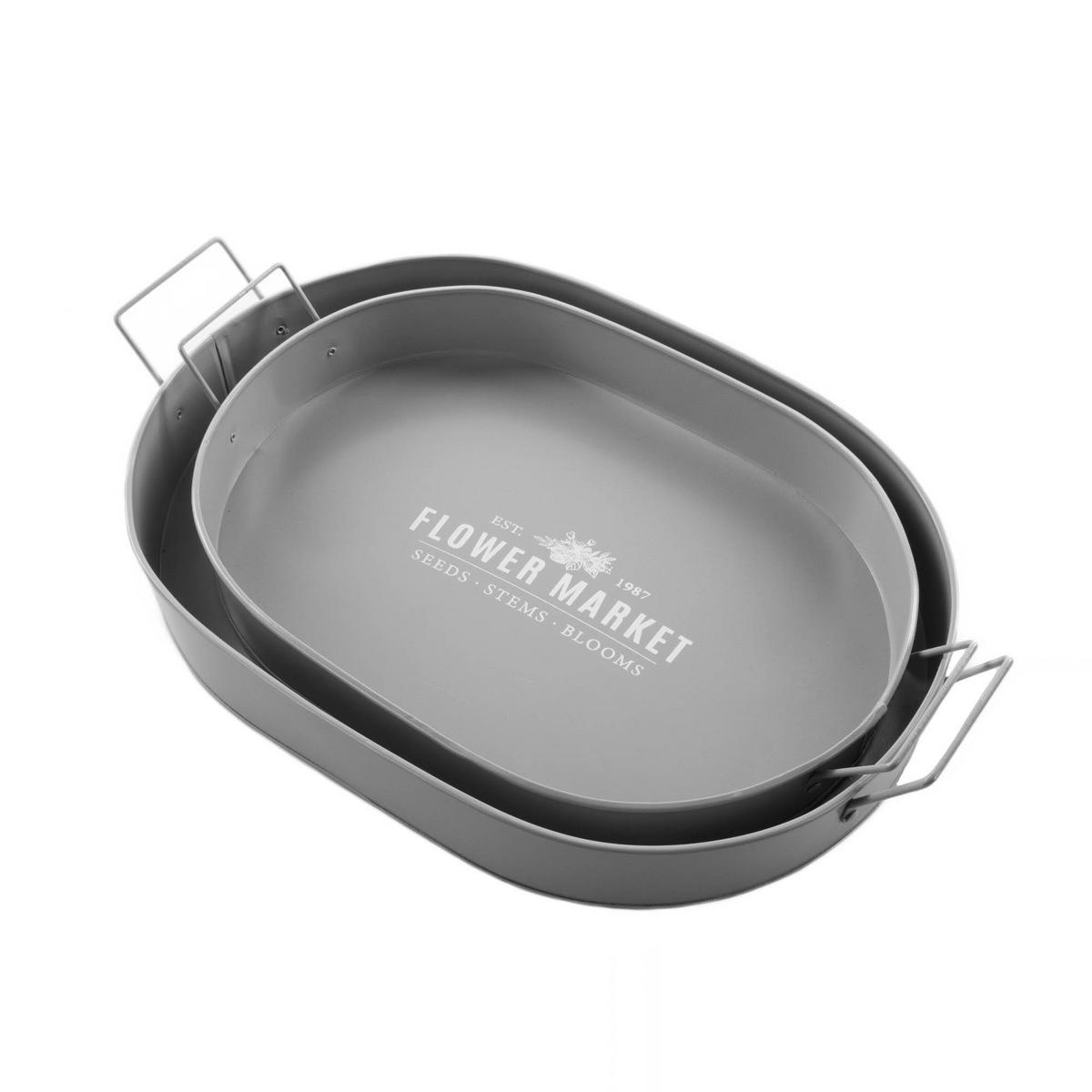 SERVIERTABLETT Botanical 2er-Set - Grau, Metall (30/6/41cm)