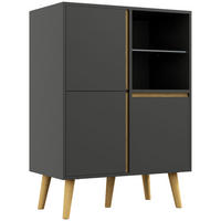 SIDEBOARD DE-11056 Verstellbare Böden & Massivholzfüße Dunkelgrau - Dunkelgrau, Holzwerkstoff (70/96.1/40cm) - ComfortXL