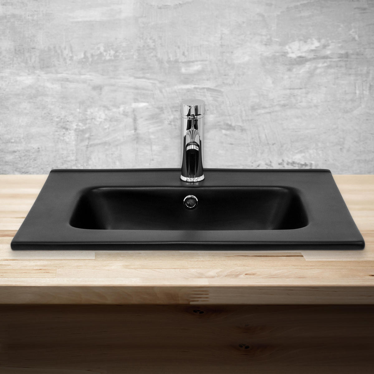 WASCHBECKEN - Schwarz, Keramik (46/16.5/61cm) - ML-DESIGN
