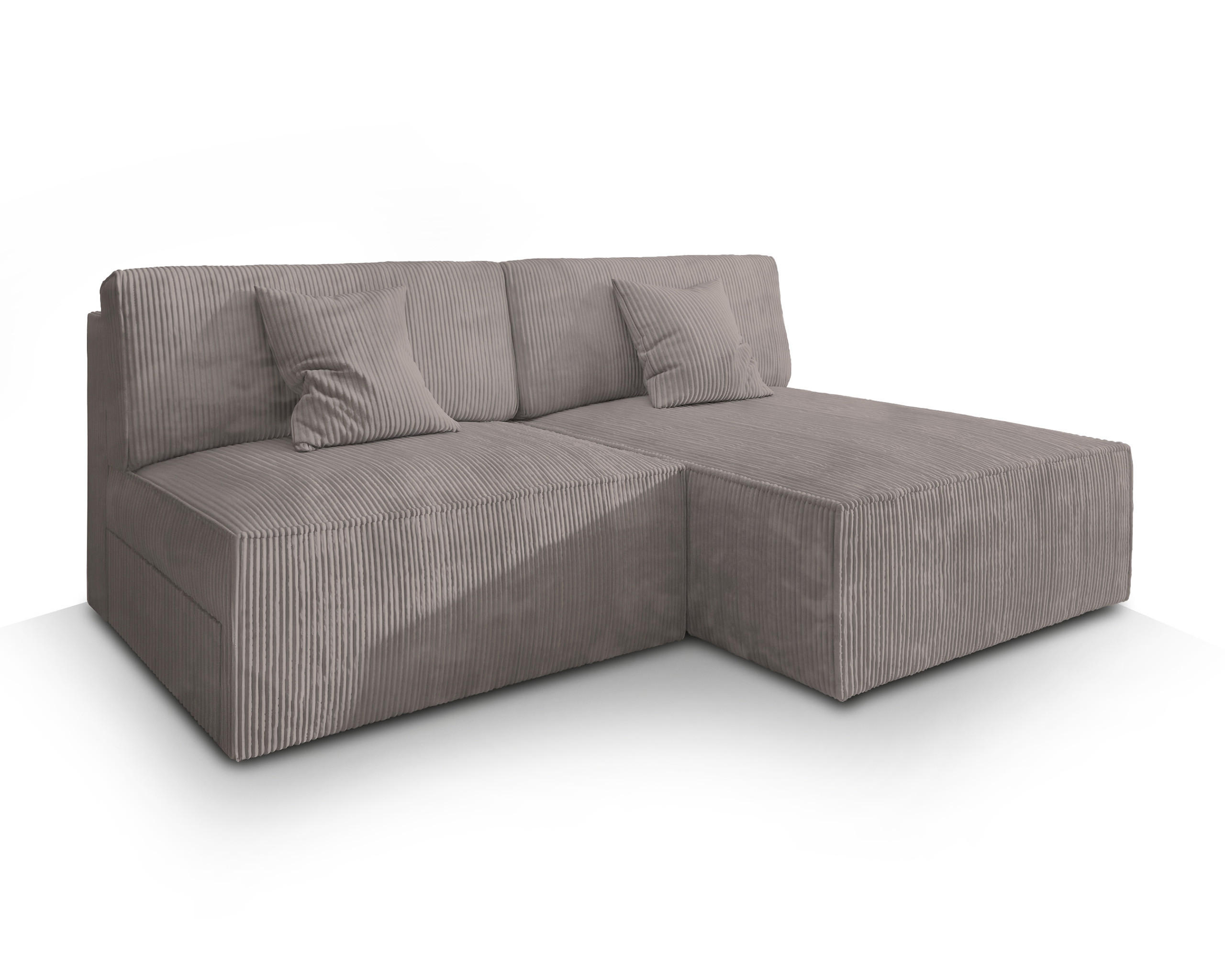 ECKSOFA FIORO P Beige Kordstoff mit Schlaffunktion - Beige, Holz (204/148cm) - MASSENO