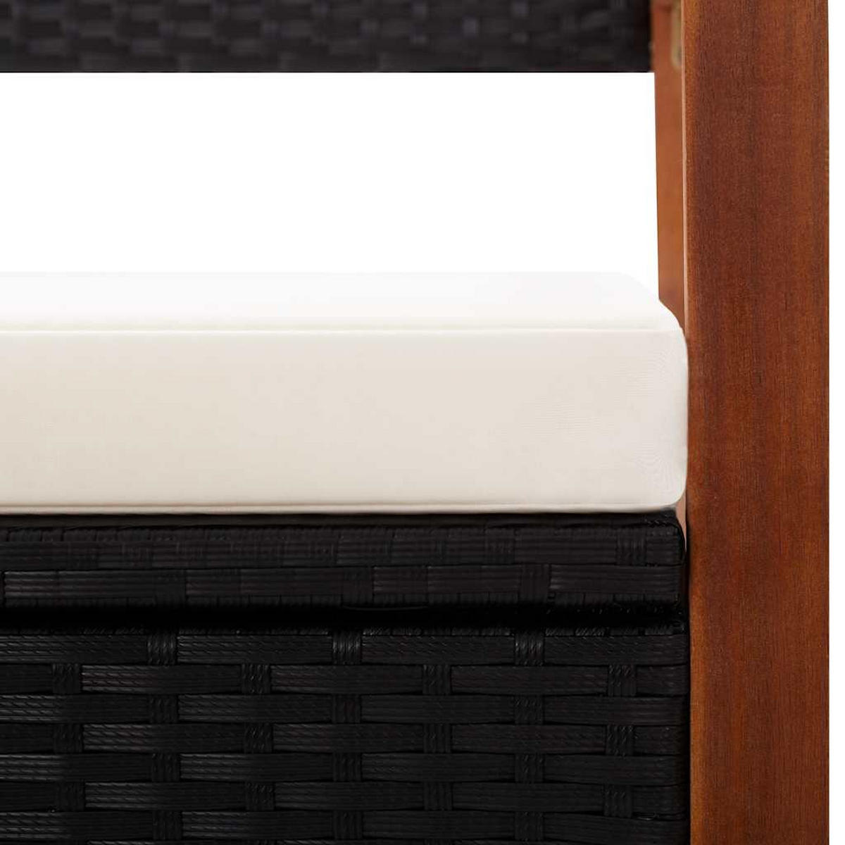 BANK Mit Stauraum 115 Cm Poly Rattan Massivholz Akazie Schwarz - Schwarz, Kunststoff (115/85/50cm) - vidaXL