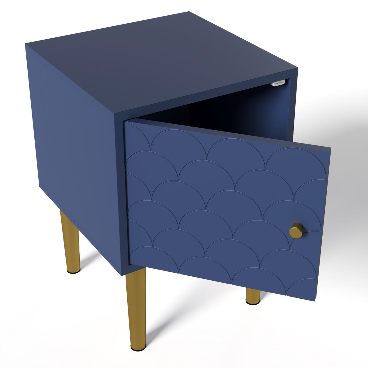 NACHTTISCH-SET 35/35/51 cm marineblau aus Holz mit Metallbeinen - Dunkelblau, Holz (35/51/35cm) - OKWISH