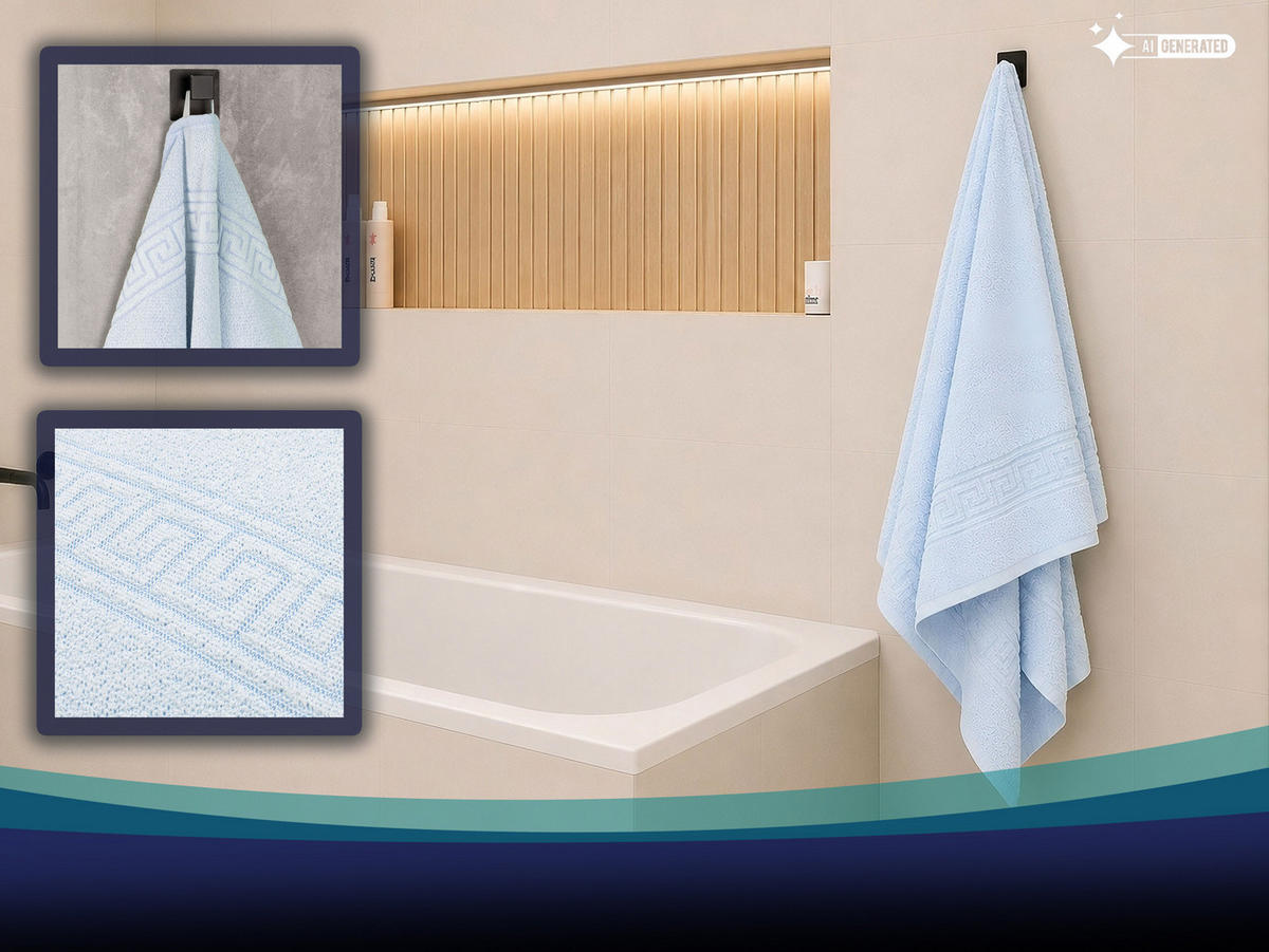 DUSCHTÜCHER, 5er-Set, 70x140 cm, 80% Baumwolle, 20% Polyester, Blau - Blau, Naturmaterialen (70/140cm) - Zollner