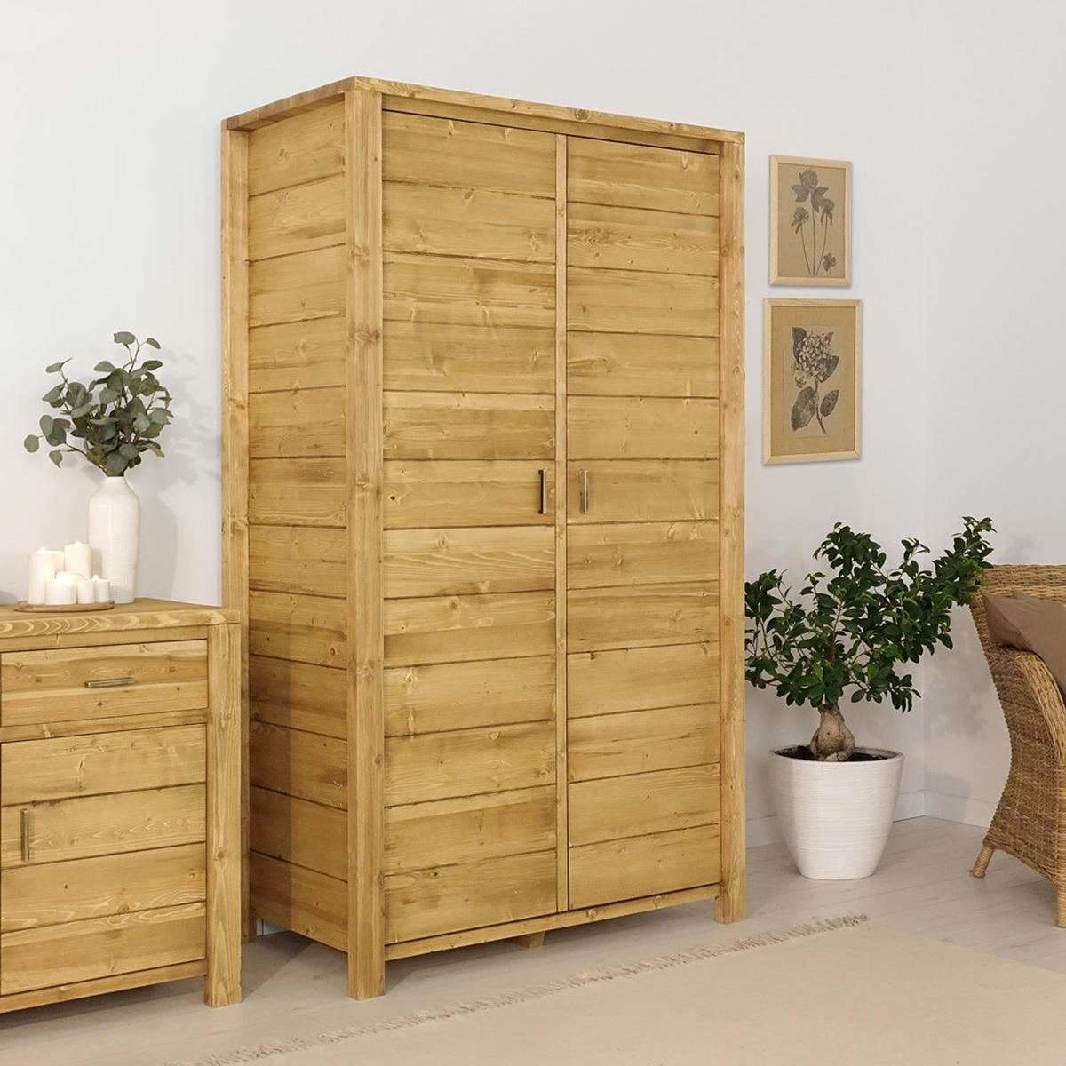 KLEIDERSCHRANK aus Massivholz MIDLAND - Honig, Holz (125/200/60cm) - Seart