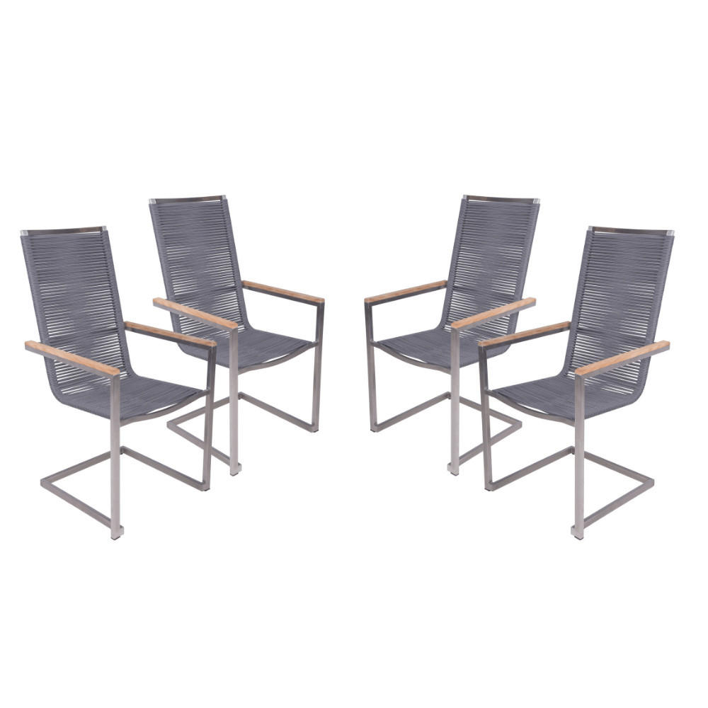 GARTENSTUHL Dimitr 4er Set Edelstahl Anthrazit - Anthrazit, Metall (61/108/56cm) - DELUKE