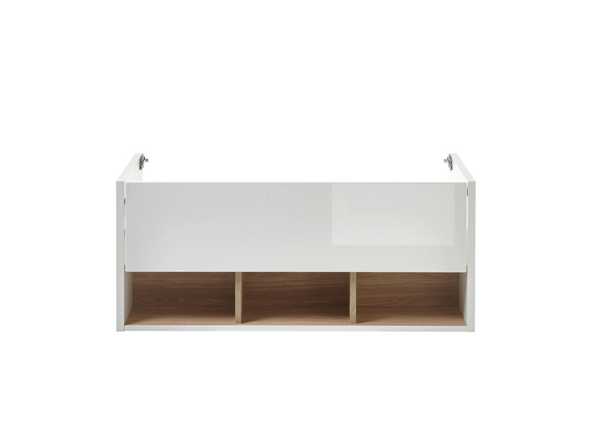 WASCHTISCH M20 Weiß Hochglanz & Eiche Dekor 100/42/46 cm breit ohne Waschbecken - Weiß Hochglanz/Eichefarben, Holzwerkstoff (100/42/46cm) - Livojo