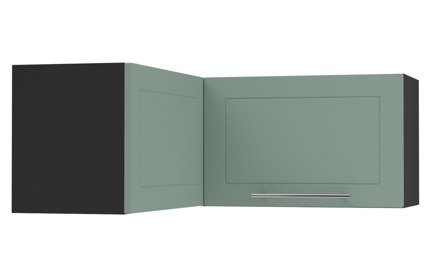 ECKHÄNGESCHRANK Kvantum W14/90/36 Mint Matt / Schwarz Matt 90 / 90 / 36cm - Schwarz/Mintgrün, Holz/Holzwerkstoff (90/36/90cm) - Feldmann-Wohnen