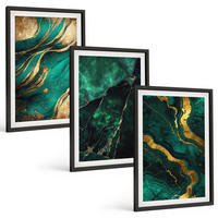 BILDER SET 3er Set - 40x60 cm Schwarzer Rahmen - Elegante Steinmuster - Schwarz, Kunststoff (40/60cm) - TULUP