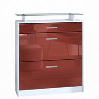 SCHUHSCHRANK Loret Front in Bordeaux Hochglanz - Bordeaux, Holzwerkstoff (89/104/23cm) - Vladon