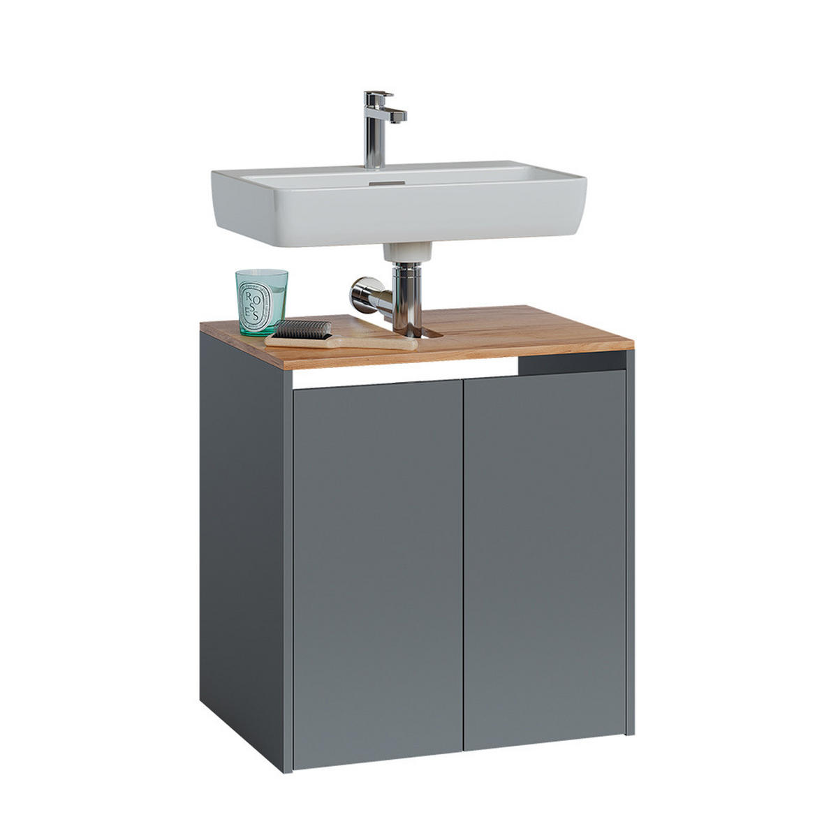 WASCHBECKENUNTERSCHRANK Viktor Anthrazit/Goldkraft Eiche 60.2 x 65 cm - Honigeiche/Anthrazit, Holzwerkstoff (60.2/65/45.5cm) - Vicco