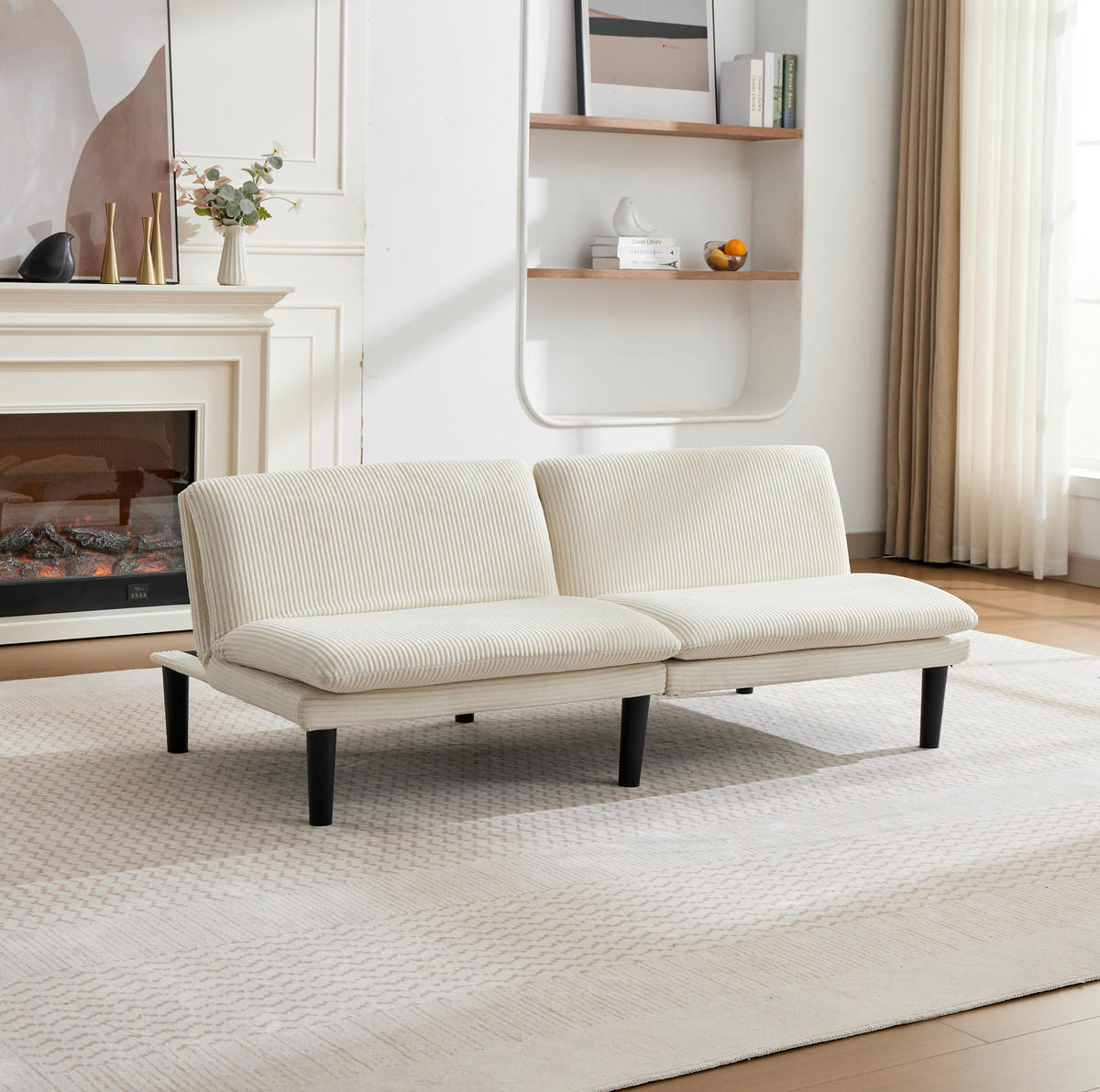 SOFA 2-Sitzer mit verstellbarer Rückenlehne Beige - Beige, Holzwerkstoff (168/67/86cm) - Meubliv