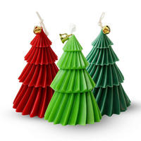DUFTKERZEN 3-teiliges Set Weihnachtsbaum Rot-Grün - Multicolor, Paraffin (2cm)