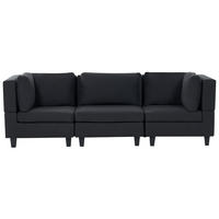 3-SITZER-SOFA Leinenoptik schwarz Unstad - Schwarz, Textil (228/72/76cm) - Beliani