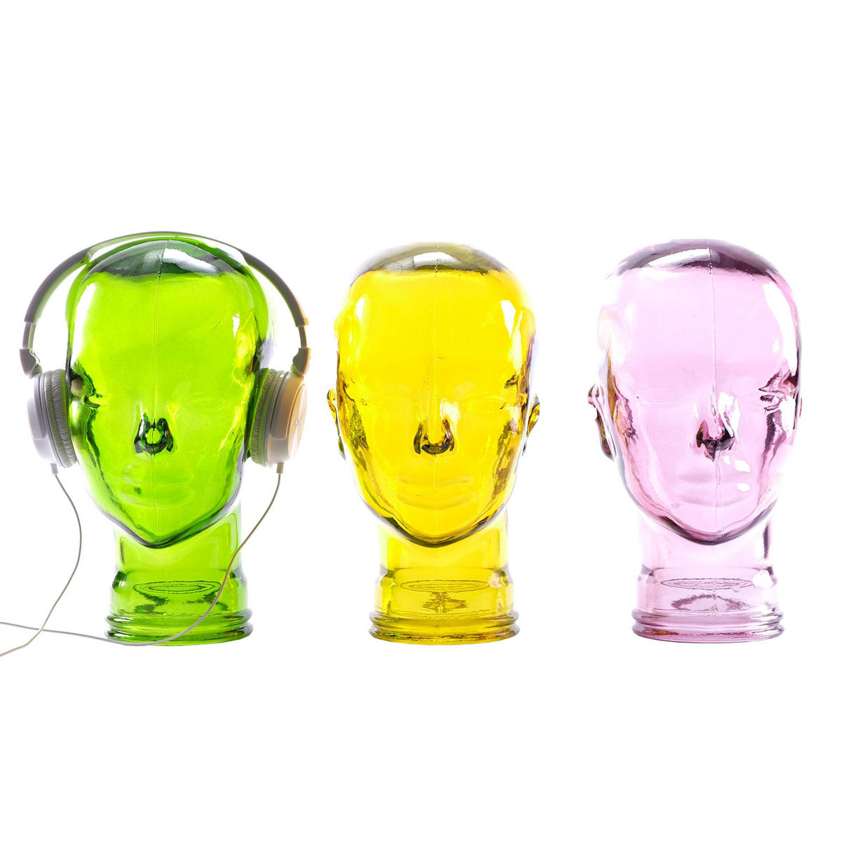 KOPFHÖRERSTÄNDER MICK Glas transparent lila - Violett, Glas (21/29/21cm) - DESIGN DELIGHTS