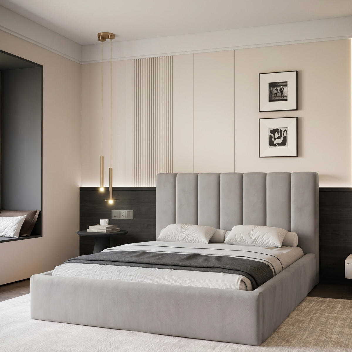 POLSTERBETT CIERO 160x200 cm Platin Samt (Stoff Magic Velvet) - mit Bettkasten und Lattenrost - Grau, Holzwerkstoff/Textil (160/200cm) - Ravio